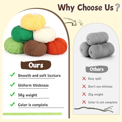 Image of Katech Cotton Yarn for Crocheting-55% Cotton 45% Acrylic-#3 DK (Light)-Super Soft Milk Cotton Yarn-Great Crochet and Knitting Starter Kit for Colorful Craft(Brown)