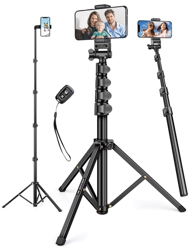 JOILCAN Phone Tripod, 70" Tripod for iPhone, Phone Tripod for Recording Video, Selfie Stick Cell Phone Tripod with Remote Phone Holder, Aluminum Tripod Compatible with iPhone Samsung Android Phone