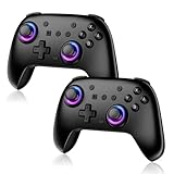 Switch コントローラー 2セット Switch 2 7色RGBライト 800mAh大容量バッテリー 8時間連続使用 4段階TURBO連射 背面ボタン＆マクロ機能 Bluetooth 5.0 無線接続 ホール効果スティック 4段階HD振動 6軸ジャイロセンサーSwitch / Switch Lite / Switch OLED / PC / Android / iOS 対応 プロコン