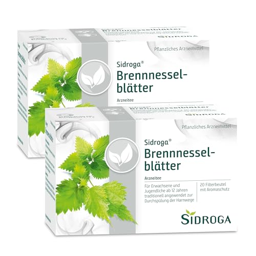 Sidroga Brennnesselblätter Pflanzlicher Arzneitee zur Durchspülung der Harnwege & zur Linderung von Gelenkschmerzen - 2x 20 Teebeutel à 1 5 g