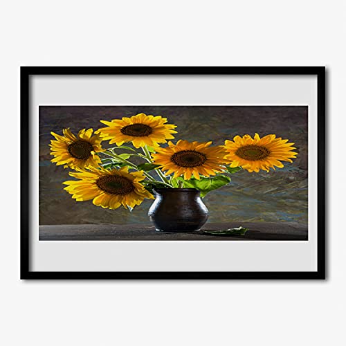 Affiche avec cadre photo de tournesol pour illuminer votre intérieur