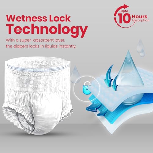 Image of AGEasy (Max Group) Unisex Adult Diaper Pants | M (Waist 24-45 inches) | 60 Units | Overnight Leak Protection | Wetness Indicator | Odour Lock | Anti-Bacterial | Skin Friendly