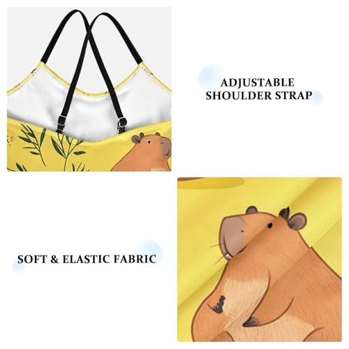 Bolaz Girls Swimsuits One-Piece Bathing Suits Multicolor Kids Sport Summer Beach Swimwear for 3-10 Years Old-Cartoon Capybaras Grass3