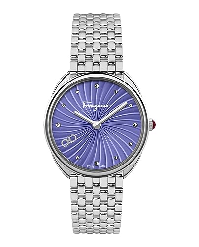 Cuir Collection Luxury Womens Watch Timepieces with a Silver Bracelet Featuring a Stainless Steel Case and a Purple Dial