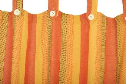 Image of Yaweh Cotton Striped Room Darkening Loop Type Window Curtain- 4 Ft X 5 Ft Set Of 2 Pieces(Orange), Opaque, Tab Top Curtains