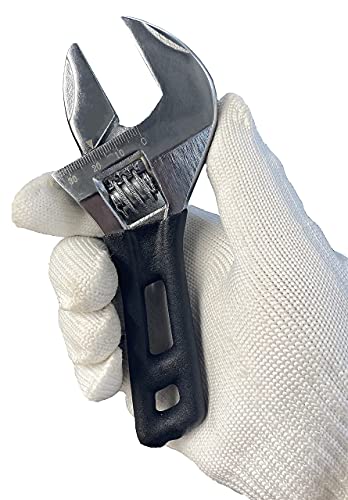 BOOSDEN Adjustable Wrench, 6 inch Stubby Adjustable Wrench Spanner, Large Opening Short Wrench Jaw Short Adjustable Wrench, Chrome Vanadium Steel Forged Precision Turbine Small Adjustable Wrench