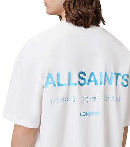 T-shirt bawełniany AllSaints UNDERGROUND kolor biały z nadrukiem M071PB