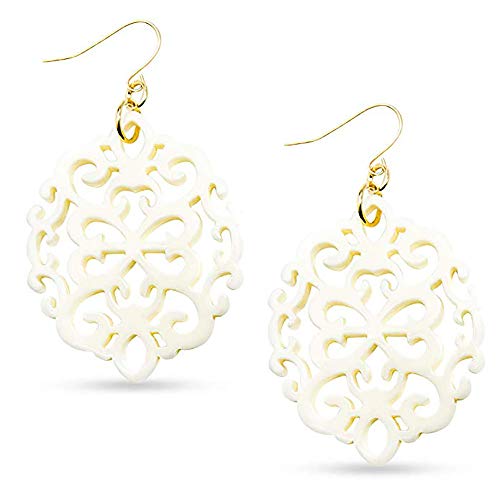 ZENZII Modern Damask Pattern Resin Earring (Cream)