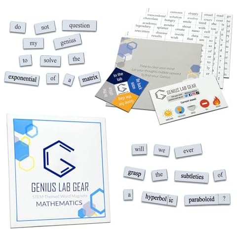 Mathematics Word Magnets - Funny and Nerdy Word Kit for College to PhD to Professional Mathematician Level - Office Refrigerator or Magnetic White Board - Made in USA Cover