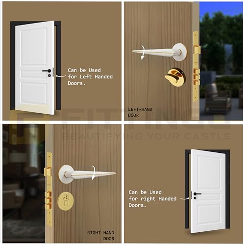 Image of Marsh Mortise Door Handle Lock Set /Premium Brass Door Handle with Lock /Heavy-Duty Main Door Handle with Key Lock for Home, Office & Hotel Doors - 3 Years Warranty - White Gold