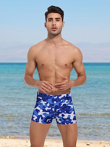 Image of Men's Square Leg Swimming Jammer Shorts UPF50+,Men Swimsuit Swim Jammers Fabric Shape Retention