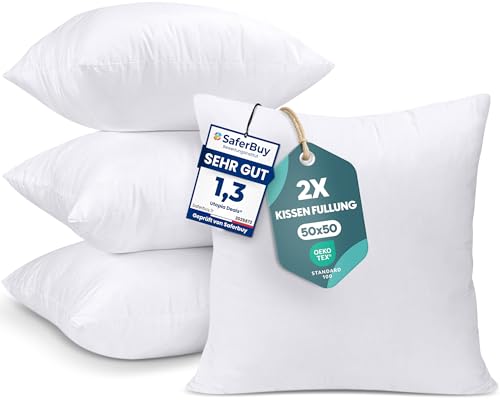 Utopia Bedding 4er Set Kissenfüllung 45 x 45 cm, Innenkissen Füllkissen Kopfkissen Sofakissen (Weiß)
