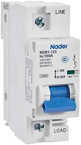 ASI NDB1-125C100-1, Miniature Circuit Breaker, 100 Amp DIN Rail Circuit Breaker, 1 Pole, 240Vac, 60 Vdc, C Trip Curve, UL 1077, 16 to 1/0 AWG