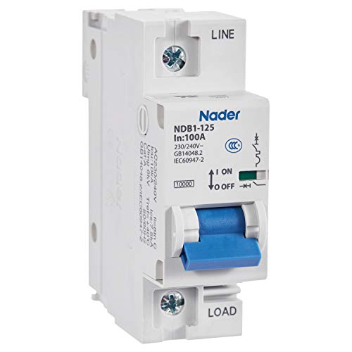Asi Ndb1-125C100-1, Miniature Circuit Breaker, 100 Amp Din Rail Circuit Breaker, 1 Pole, 240Vac, 60 Vdc, C Trip Curve, Ul 1077, 16 To 1/0 Awg #TOP3
