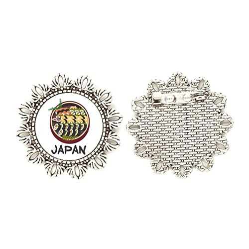 Broche de sushi tradicional japonés plata mediano pin joya
