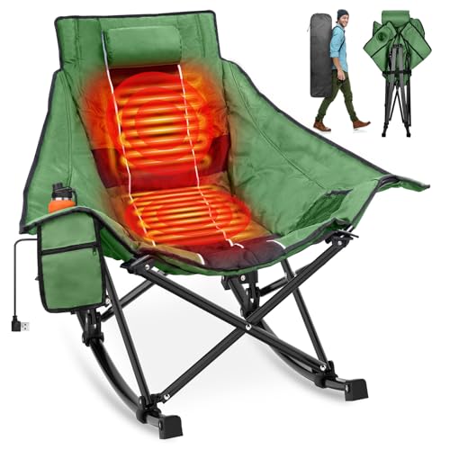 Suteck Heated Rocking Camping Chair, XL Oversized Rocking...
