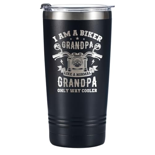 Onebttl Biker Grandpa Motorcycle Gifts for Men, Tumbler Travel Coffee Mug, Dad, Rider, Stainless Steel 20oz/590ml - Way Cooler