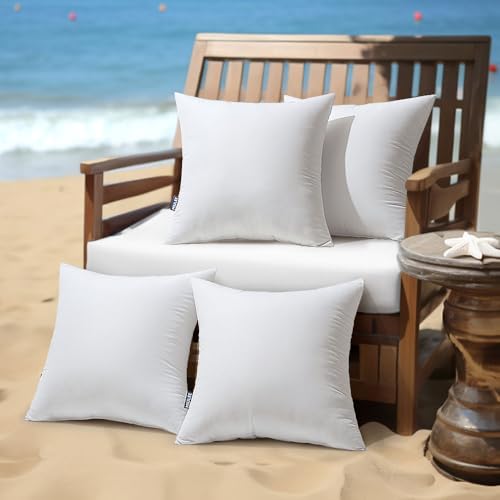 MIULEE Coussin Exterieur Impermeable-Rembourrage Coussin 40x40 CM Lot de 4 pour L'extérieur, Coussin de Garnissage Exterieur Impermeable, Blanc Coussin...