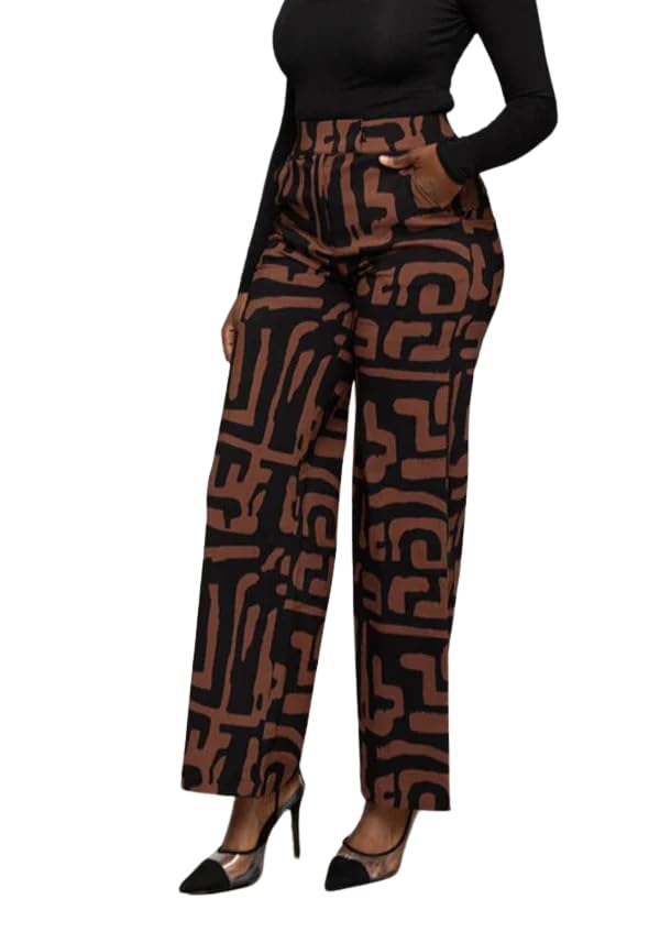 D'IYANU | Thema Women's African Print Wide Leg Stretch Pants