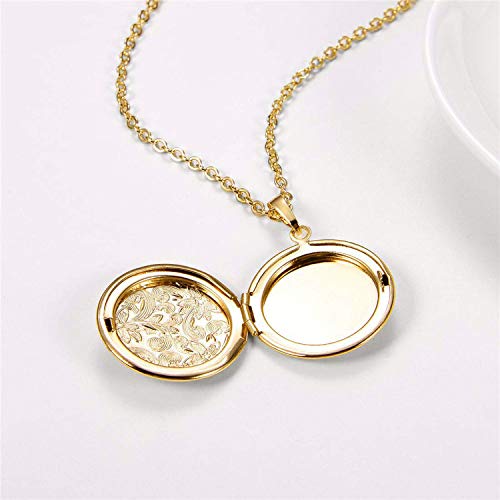 写真が入るロケットネックレス フラワーロケットペンダントネックレス 誕生日プレゼント ジュエリー, 50cm (18+2 inches), ステンレス鋼, キュービックジルコニア