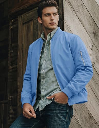 Image of TACVASEN Men's Lightweight Jacket Casual Spring Fall Windbreaker Bomber Zip Up Coat with Pocket