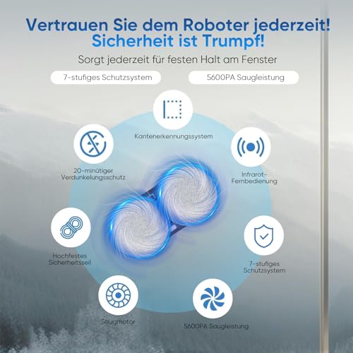 GAGAFEEL Fensterputzroboter, 5600 Pa fensterroboter, 3 Reinigungsmodi, mit Automatische Doppel-Sprühfunktion...
