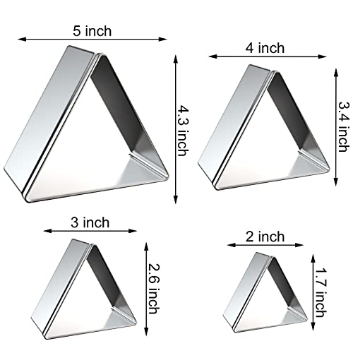 Equilateral Triangle Cookie Cutter Set Large - 5 Inch, 4 Inch, 3 Inch, 2 Inch - Geometric Frame Plaque Cookie Cutters Shapes Molds - Stainless Steel