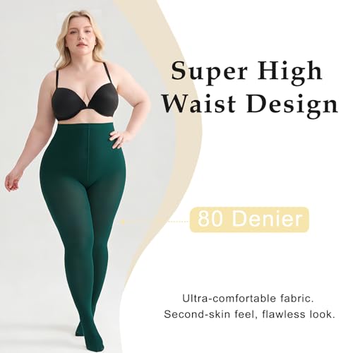 Image of Women's Plus Size Tights High Waist Sheer Semi Opaque Ultra-Soft Pantyhose XL, 2XL, 3XL, 4XL