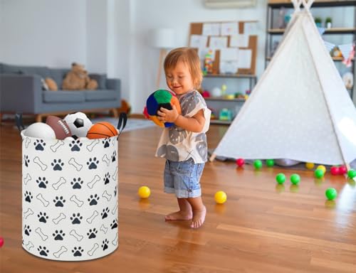 Image of NTAOHAMPER Kids Laundry Hamper, Waterproof Storage Bin, Baby Boy Nursery Hamper with Paw Design, Clothes Organizer, Toys Bin, Room Decor