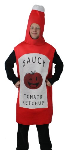 Tomato Ketchup Bottle Fancy Dress Costume Red Sauce Novelty Fun Saucy
