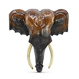 AeraVida Wise and Powerful' Elephant Head Trophy Mount Hand Carved Raintree Wood Wall Art