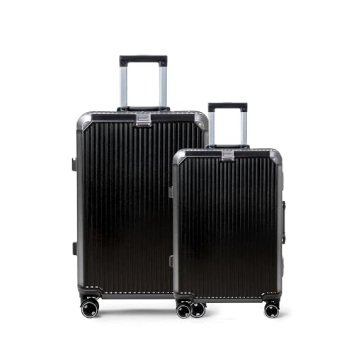 Image of Vertica Hard PC Luggage, Set of 2, Cabin & Medium Size, 100% Polycarbonate, Lightweight and Durable, Silent Wheels, Anti-Theft with Aluminium Frame, and 2 TSA Approved Locks, Midnight Noir