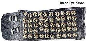 Three Eye Store Ghungroo Leather Pad 5 Line, Ghungru 5 Line Leather Pad, Black Leather Pad Ghungroo 5 Line 50 Bells On Each