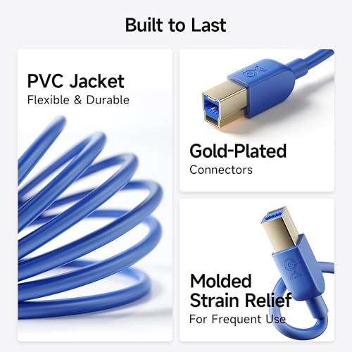 Cable Matters 5Gbps Long USB 3.0 Cable - 15ft, USB A to B Cable, USB3 Cord with Type-B 3.0 Connector for Hard Drive Enclosure/Built-in Hub and More, Blue
