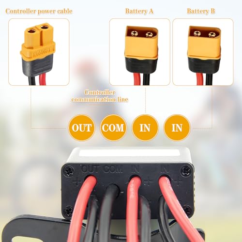 Double Battery Discharge Converter for E-Bike,DC 20V-72V DC Dual Battery Pack Switch Balancer XT60 Plug for Increase The Capacity by Connecting Two Batteries in Parallel Equalization Module (30A)4