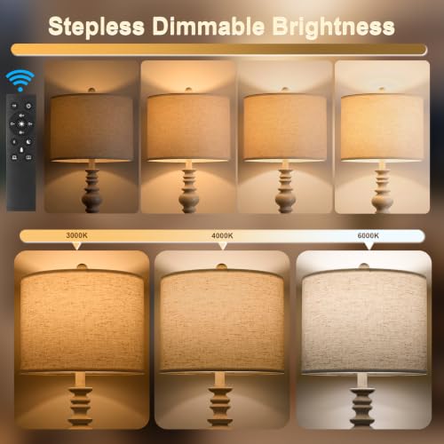 Image of BOBOMOMO 64.25 inch Farmhouse Floor Lamp with Remote, Dimmable Floor Lamp with Adjustable Color Temperatures, Tall White Standing Floor Lamps for Living Room Corner, Bedroom & Nursery, 9W Bulb Included
