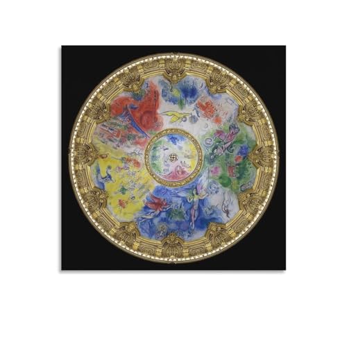 マルク・シャガール パリ・オペラ座 大型ポスター アートパネル ポスター キャンバスウォールアート現代 印刷 版画 壁掛け 壁の絵 部屋飾り12x12inch(30x30cm)