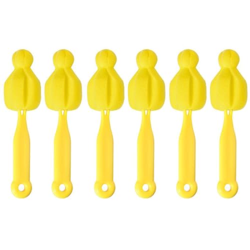 Image of ZAAWUUT 6-Pack Long Handle Bottle Nipple Cleaner,Sponge Scrubber Brush for Deep Cleaning (Yellow)