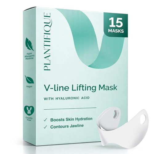 PLANTIFIQUE Double Menton Masque Visage V-Line 15 Ceintures Gaine Femme et Homme Idée Cadeau Hydrate et Rafraîchit Définissez l’Apparence de Mâchoire au...