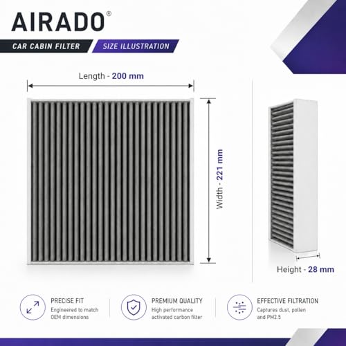 Image of Car Cabin Air Filter with Activated Carbon | AC Filter for Hyundai Venue, Kia Sonet, Hyundai Verna Fluidic 2019 | PM2.5 Dust Protection | Easy DIY Installation | Pack of 1