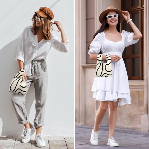 Image of Street27 Japanese Style Wrist Handbag for Women Knitted Handbag With Bow Decor Aesthetic Crochet Knit Tote Bag suitable for daily use, Shopping, Travel, Gift
