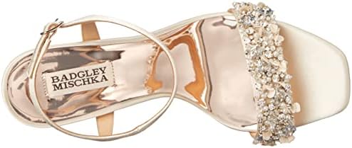 Badgley Mischka Women's Teenie Heeled Sandal, Ivory Satin, 11 | Image 4