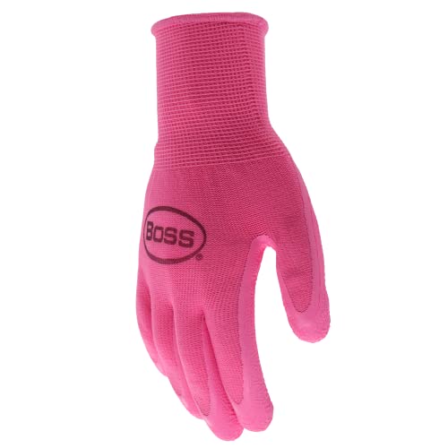 Boss Women's Tactile Grip Foam Latex Coated Work Gloves, 2-Pack, Abrasion Resistant, Water Resistant, High Dexterity, Enhanced Grip, Large, Pink/Blue, (B32091-Wml2P) #TOP4