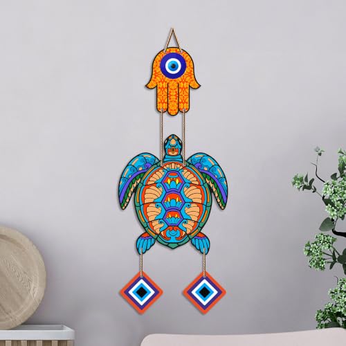 Image of Artvibes Turtle Evil Eye Hanging Decor for Main Door & Entrance | Lucky Vastu MDF Wall Art | Decorative Accent for Living Room | Office | Hallway & Bedroom | Housewarming Gift Item (WH 8542N)