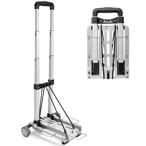 KEDSUM Mini Foldable Aluminum Luggage Cart with Wheels
