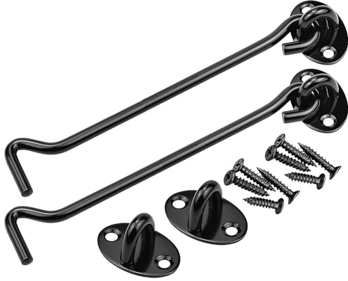 Litensh 2 chiusure a gancio per porta da fienile, gancio e chiusura a occhiello, ganci per cabina e serratura a occhiello, gancio girevole per finestra per porta scorrevole, camera da letto, bagno