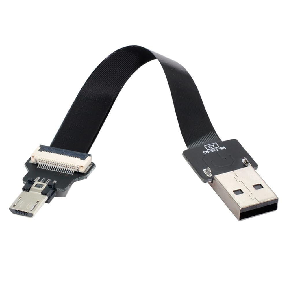 xiwai 0.2M USB 2.0 Type-A Male to Micro USB 5Pin Male Data Flat Slim FPC Cable for FPV & Disk & Phone