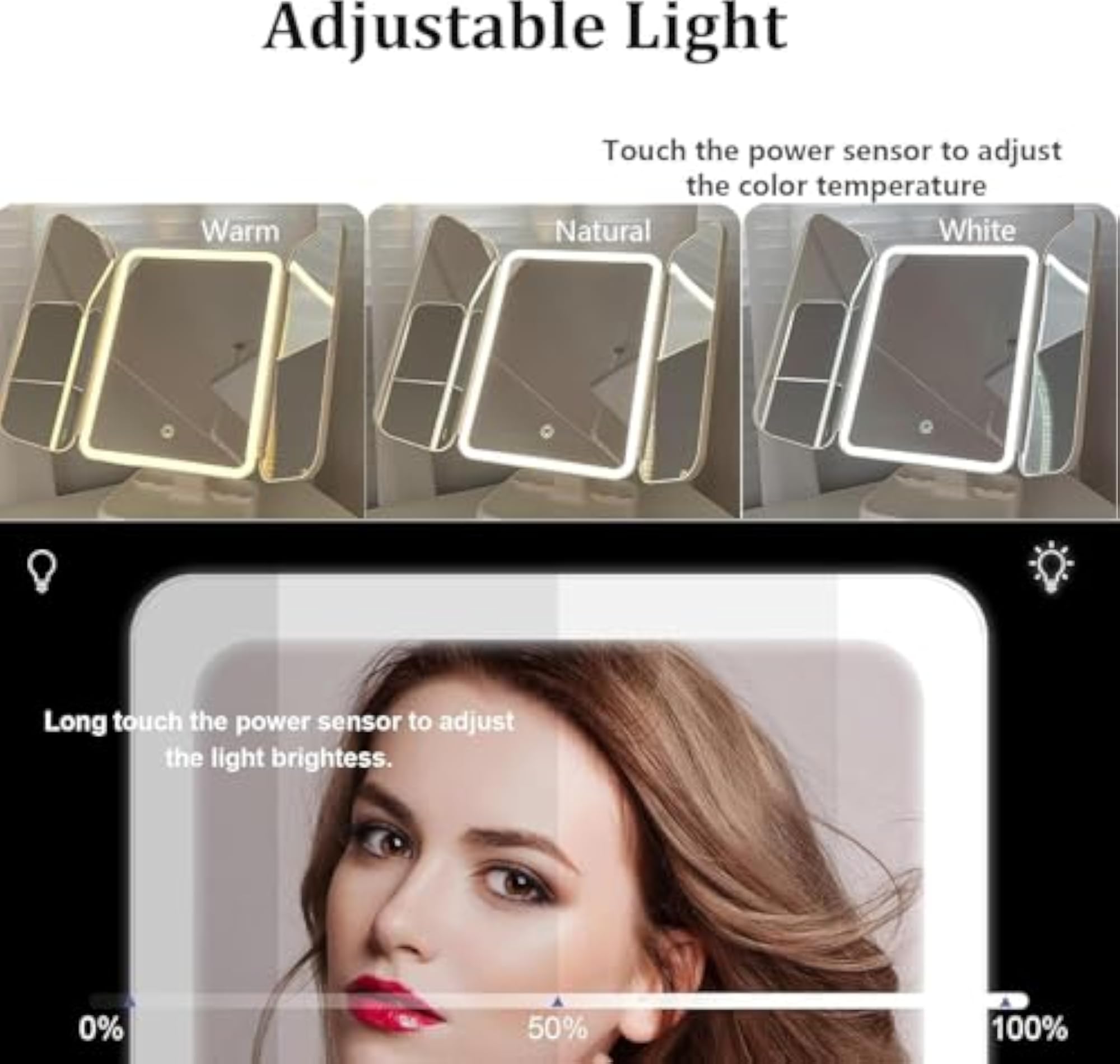 Portable Folding Makeup Mirror with Storage Compartments