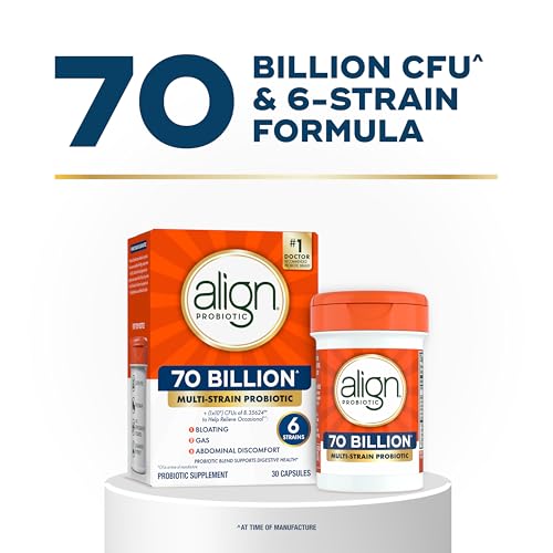 Align Probiotic, 70 Billion CFU, 6 Strain Blend, Probiotics for Women and Men, Daily Probiotics for Digestive Health, Helps Relieve Occasional Bloating & Gas 30 Capsules - image 2