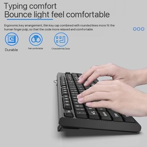 Image of Guiheng Wired Computer Keyboard, Plug Play USB, Large Number Pad, LED Indicators，Ergonomic, Foldable Stands,Anti-Wear Letters Full Size Keyboard,for Windows Mac PC Laptop-Black